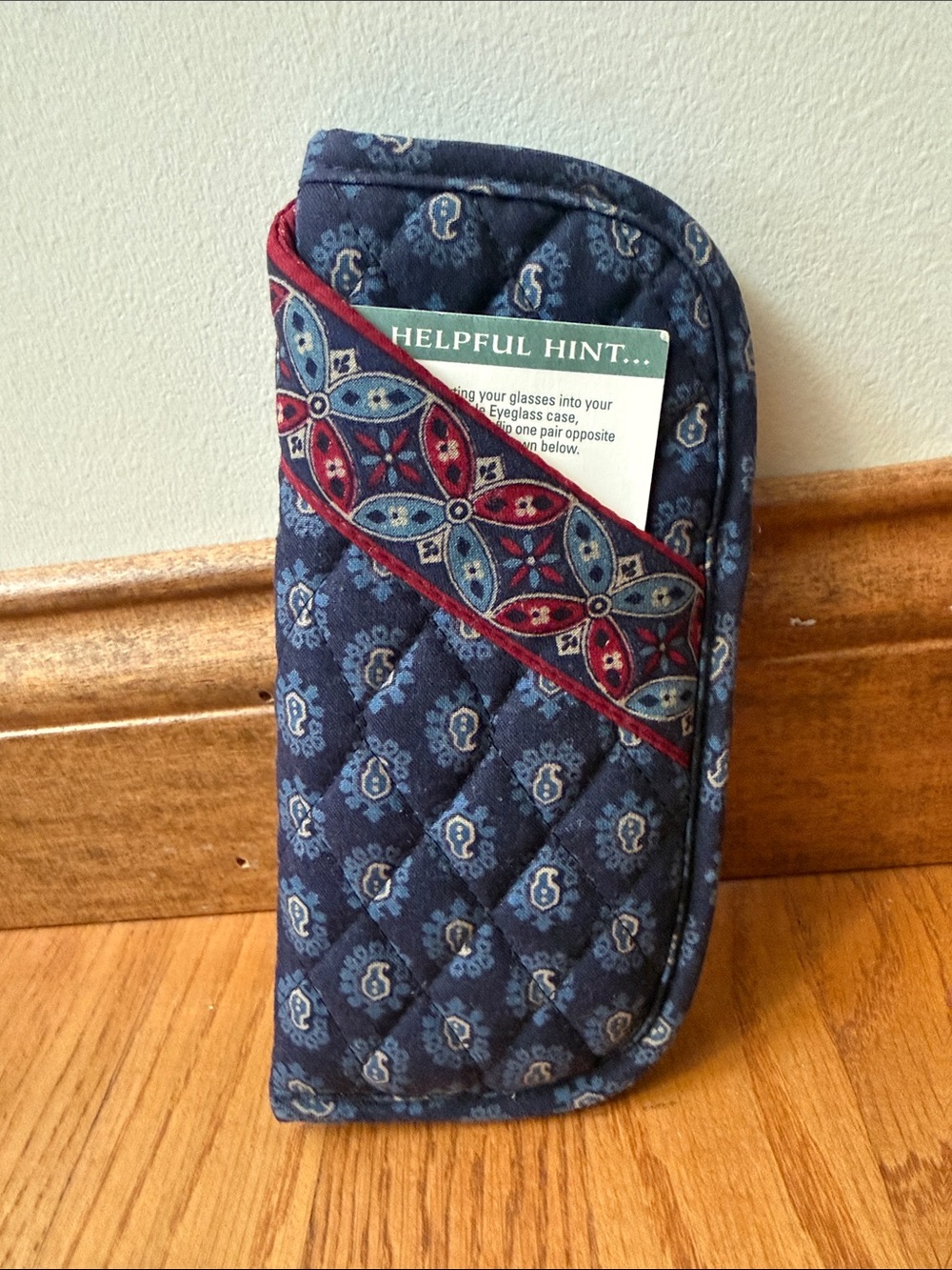Vera Bradley Double Eyeglass Case Navy 100% Cotton Machine Washable Made in USA